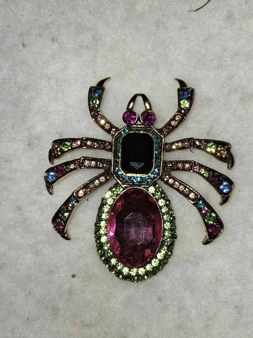 Sparkling Multicolor  Spider Brooch